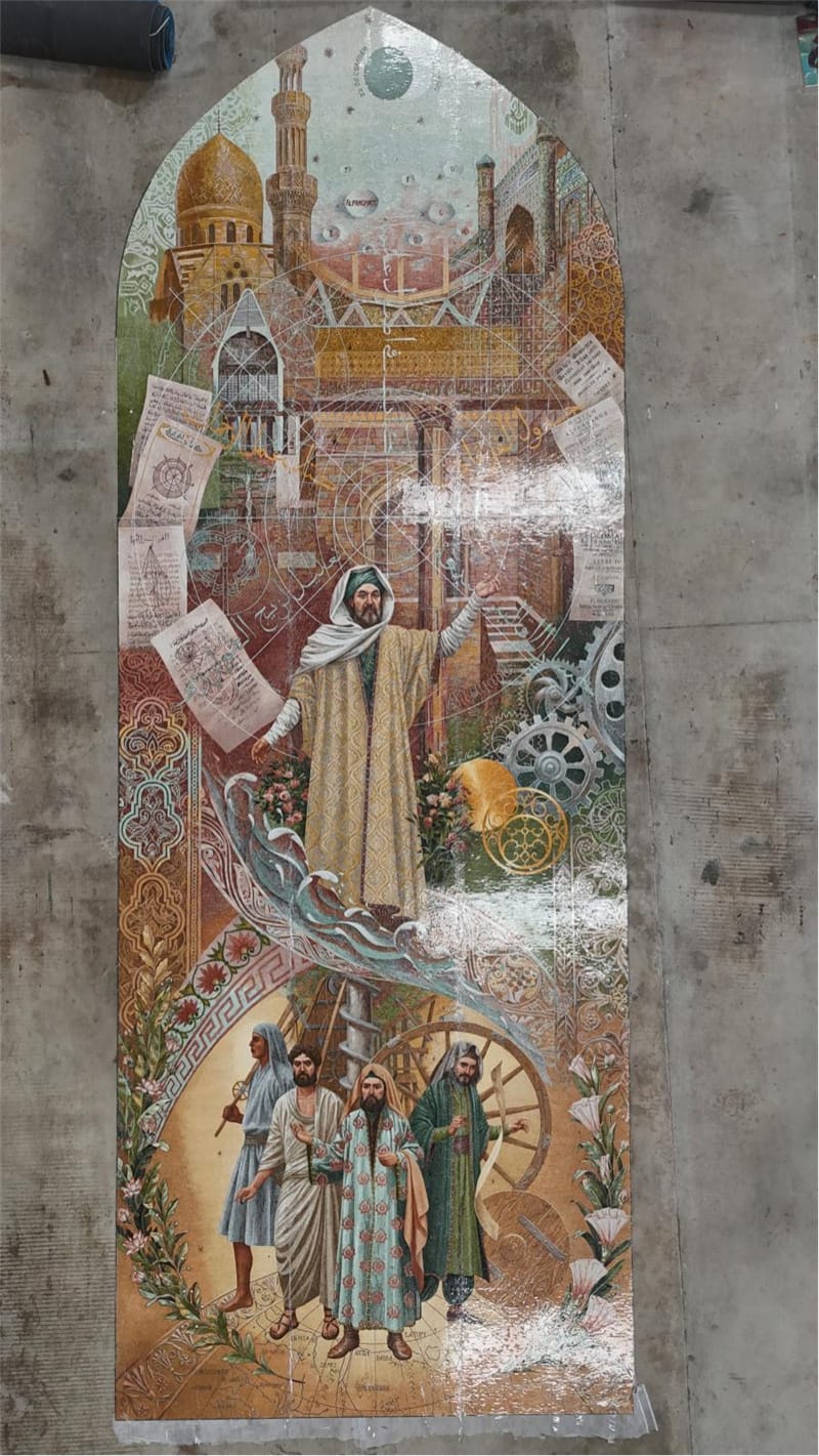 Marble Mosaic Large Mural In Islamic Cathedral In Middle East (1)