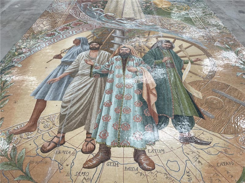 Marble Mosaic Large Mural In Islamic Cathedral In Middle East (3)